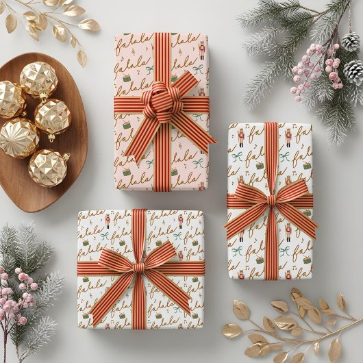 ファララクリスマスナガーリーツクラッカーボーミュージック ラッピングペーパーシート