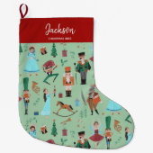 ファララクリスマスナツクラッカーバレエダンサーグリーン ラージクリスマスストッキング (正面)
