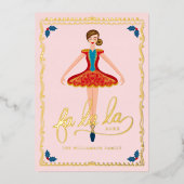 ファララクリスマスナツクラッカーバレエダンサーピンク 箔シーズンカード (正面)