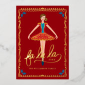 ファララクリスマスナツクラッカーバレエダンサーレッド 箔シーズンカード (正面)
