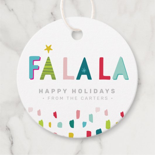 ファララクリスマスプレゼントおもしろいはっきりしたブライトカラフル フェイバータグ (正面)