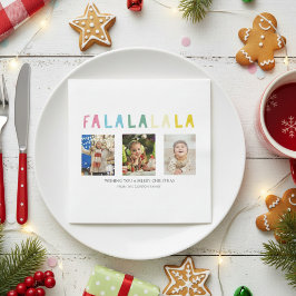 ファララクリスマス3フォトコラージキュートパステル スタンダードカクテルナプキン