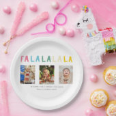 ファララクリスマス3枚の写真コラージュかわいいパステルカラー ペーパープレート (パーティー)
