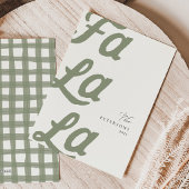 ファララグリーンモダンプレイドファミリークリスマス シーズンカード