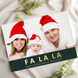 ファララグリーン金ゴールドモダンクリスマスフォト 箔シーズンカード