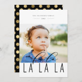 ファララゴールデン水玉模様フレームホリデーフォトカード シーズンカード (正面/裏面)