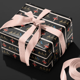 ファララストライプクリスマスくるみ割りバレリーナ ラッピングペーパー