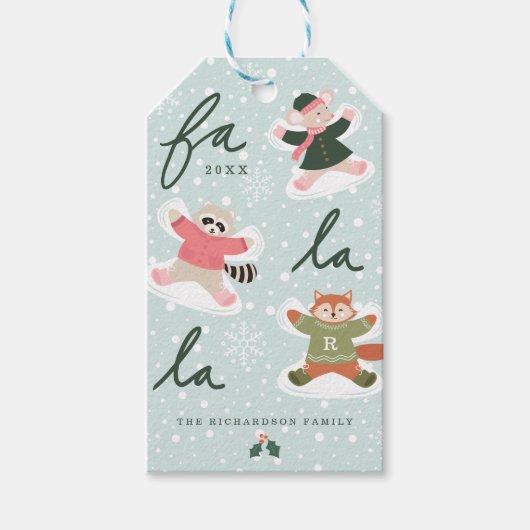 ファララスノーエンジェルウッドランドアニマルズおもしろい冬 ギフトタグ (正面)