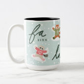 ファララスノーエンジェルウッドランドアニマルズおもしろい冬 ツートーンマグカップ (左)