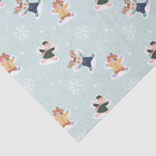 ファララスノーエンジェルウッドランドアニマルズおもしろい冬 薄葉紙 (詳細)