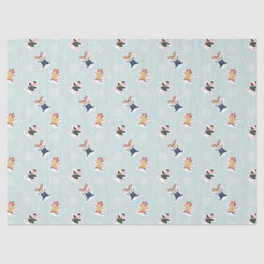 ファララスノーエンジェルウッドランドアニマルズおもしろい冬 薄葉紙 (正面)