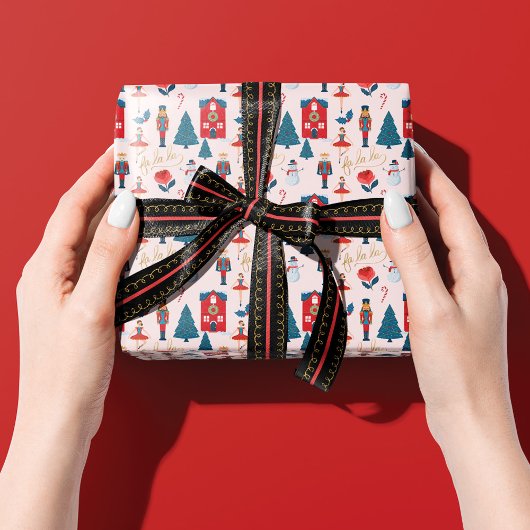 ファララピンクのナツクラッカークリスマスバレエのシーン ラッピングペーパー