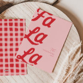 ファララピンクモダン&レッドプレイドファミリークリスマス シーズンカード