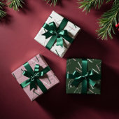 ファララピンク&グリーンタイポグラフィのクリスマスキャロル ラッピングペーパーシート