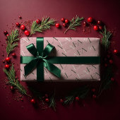 ファララピンク&グリーンタイポグラフィのクリスマスキャロル ラッピングペーパーシート