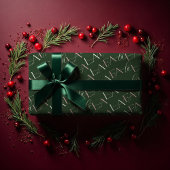 ファララピンク&グリーンタイポグラフィのクリスマスキャロル ラッピングペーパーシート