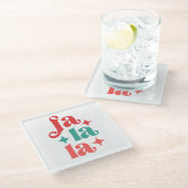 ファララフェスティバルホリデイタイポグラフィデザイン ガラスコースター (アングル)