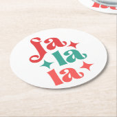 ファララフェスティバルホリデイタイポグラフィデザイン ラウンドペーパーコースター (アングル)