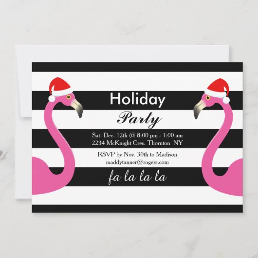 ファララフラミンゴホリデーパーティー招待状 招待状 (正面)