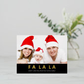 ファララブラック金ゴールドモダンクリスマスフォト 箔シーズンポストカード (立ち正面)
