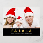 ファララブラック金ゴールドモダンクリスマスフォト 箔シーズンポストカード (正面)