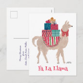 ファララマかわいい動物パーソナライズされたアートクリスマス シーズンポストカード (正面/裏面)