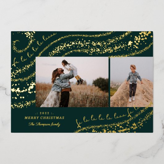 ファララマジカル金ゴールドクリスマスカロル2枚の写真 箔シーズンカード (正面)