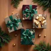 ファララマジカル金ゴールドクリスマスコラージ ラッピングペーパーシート