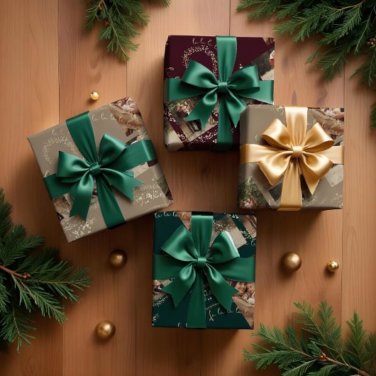 ファララマジカル金ゴールドクリスマスコラージ ラッピングペーパーシート