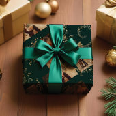 ファララマジカル金ゴールドクリスマスコラージ ラッピングペーパーシート