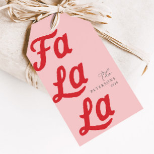 ファララモダンレトロピンク&レッドプライドのクリスマス ギフトタグ