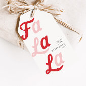 ファララモダンレトロピンク&レッドプレイドクリスマス ギフトタグ