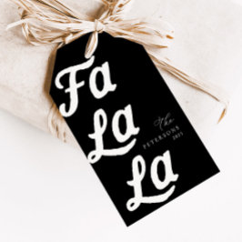 ファララモダンレトロブラック&ホワイトプレイドクリスマス ギフトタグ