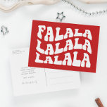 ファラララグルービーウェーブータイポグラフィレッドクリスマス シーズンポストカード<br><div class="desc">FaLaLaLaLaLaクリスマスカード：レトロなデザイン、波状のヴィンテージタイポグラフィとクラシックの赤い背景</div>