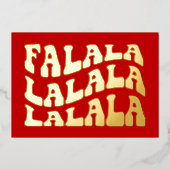 ファラララグルービーウェーブータイポグラフィレッドクリスマス 箔シーズンカード (正面)