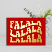 ファラララグルービーウェーブータイポグラフィレッドクリスマス 箔シーズンカード (立ち正面)