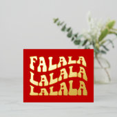 ファラララグルービーウェーブータイポグラフィレッドクリスマス 箔シーズンポストカード (立ち正面)