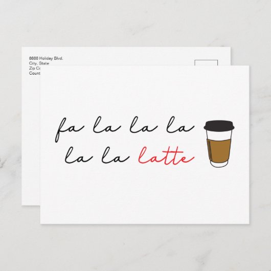 ファラララテおもしろいカフェビジネスホリデーカード シーズンポストカード (正面/裏面)