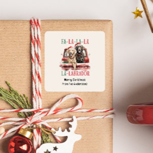 ファラララブラドールドッグクリスマスファーリー スクエアシール
