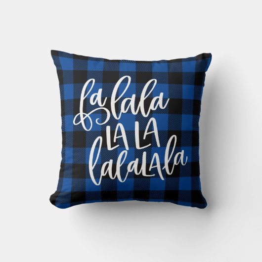 ファラララブルーバッファロープレイドクリスマス クッション (正面)