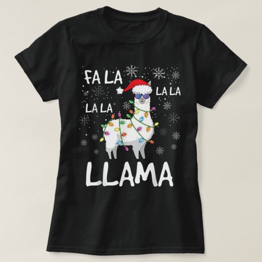 ファラララマ女性男性キッズラマおもしろいクリスマ Tシャツ (デザイン正面)