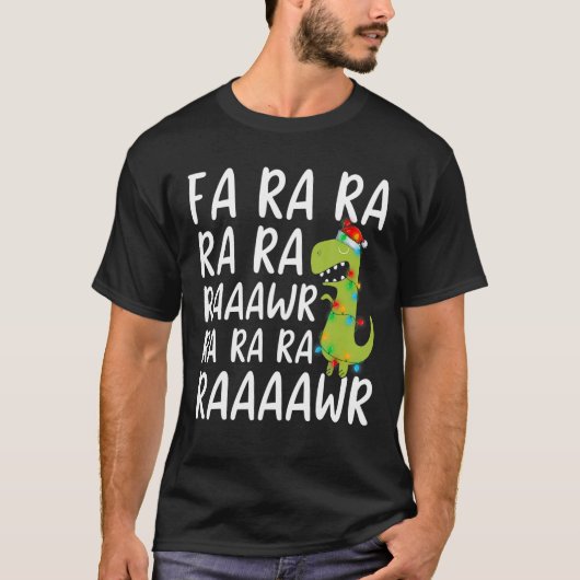 ファラララー恐竜Tレックスクリスマスライト恐竜 Tシャツ (正面)