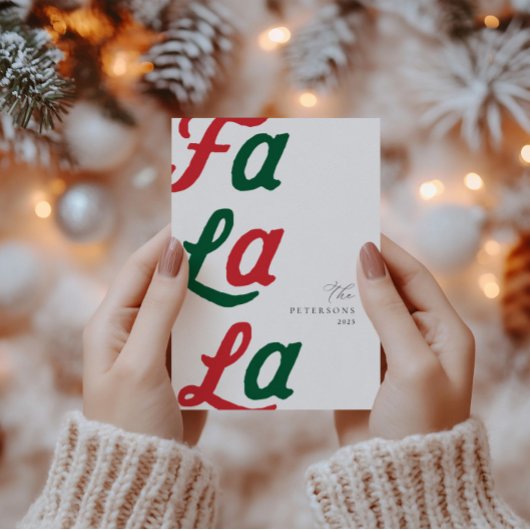 ファララレッドレトロモダンプレイドファミリークリスマス シーズンカード