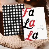 ファララレッドレトロモダンプレイドファミリークリスマス シーズンカード