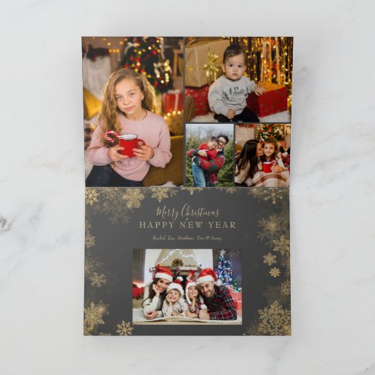 ファララ金ゴールドスノーフレークファミリーフォトコラージュ シーズンカード (内部)