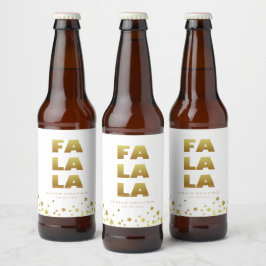 ファララ |おもしろいクリスマスホワイト&金ゴールド ビールラベル