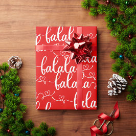 ファララ クリスマス 引用句 タイポグラフィ ファンシー スクリプト 赤 ラッピングペーパー