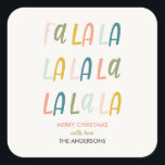 ファララ |パステルカラー |クリスマスの好意 スクエアシール<br><div class="desc">そしてコンテンポラリー、パーソナライズされたキュートなクリスマスと休日のギフトや水の色のパステルのトーンで飾"fa la la"とシールを郵送する。テンプレートを使用して名前と年を追加。簡単カスタマイズ。座標に"Fa la - Holiday collection"</div>