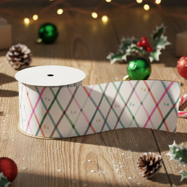 ファララ パステル チェック柄 クリスマス サテンリボン