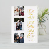 ファララ ホホホ かわいい 楽しい 3枚の写真 クリスマス 箔シーズンカード (立ち正面)